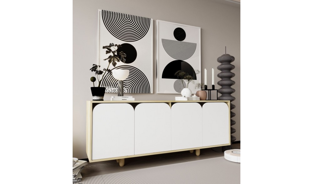 Consola, Lazio Bohem 180 - Sapphire Oak, White, 180 x 75 x 45 cm