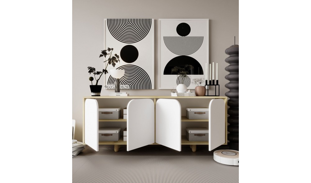 Consola, Lazio Bohem 180 - Sapphire Oak, White, 180 x 75 x 45 cm