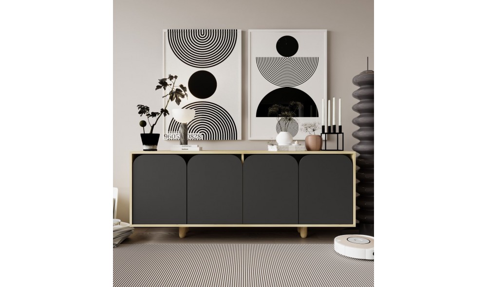 Consola, Lazio Bohem 180 - Sapphire Oak, Anthracite, 180 x 75 x 45 cm