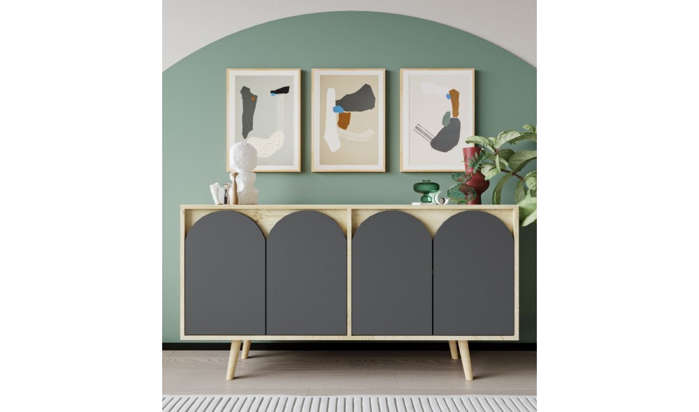 Consola, Venezia 150 - Sapphire Oak, Anthracite, 150 x 80 x 45 cm