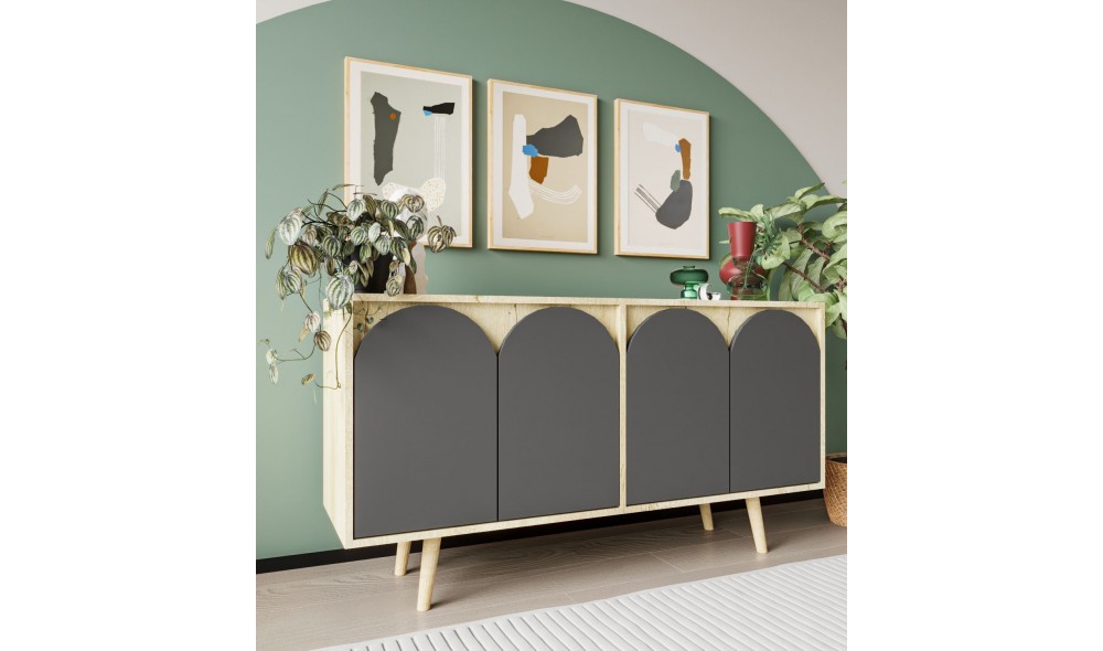 Consola, Venezia 150 - Sapphire Oak, Anthracite, 150 x 80 x 45 cm