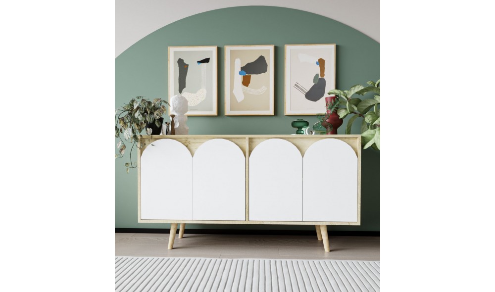 Consola, Venezia 150 - Sapphire Oak, White, 150 x 80 x 45 cm