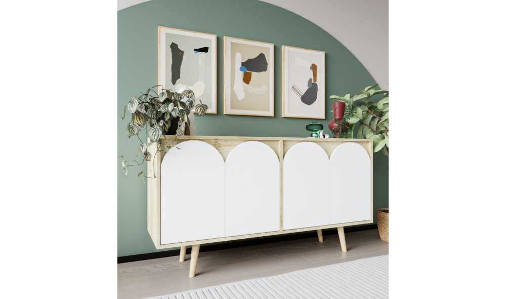 Consola, Venezia 150 - Sapphire Oak, White, 150 x 80 x 45 cm