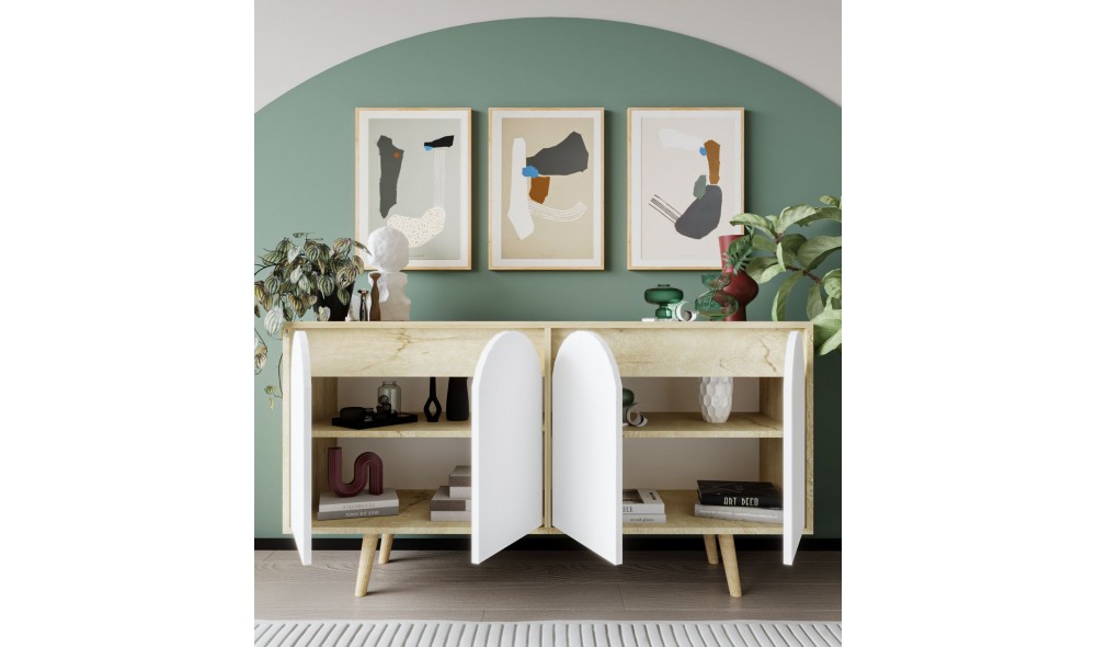 Consola, Venezia 150 - Sapphire Oak, White, 150 x 80 x 45 cm