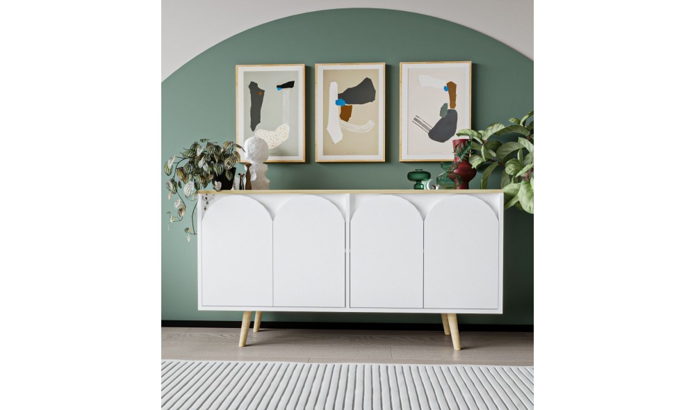 Consola, Venezia 150 - Sapphire Oak, White v2, 150 x 80 x 45 cm