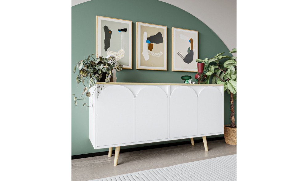 Consola, Venezia 150 - Sapphire Oak, White v2, 150 x 80 x 45 cm