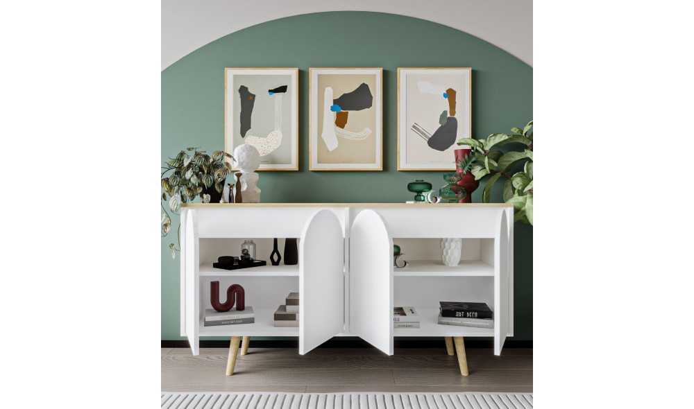 Consola, Venezia 150 - Sapphire Oak, White v2, 150 x 80 x 45 cm