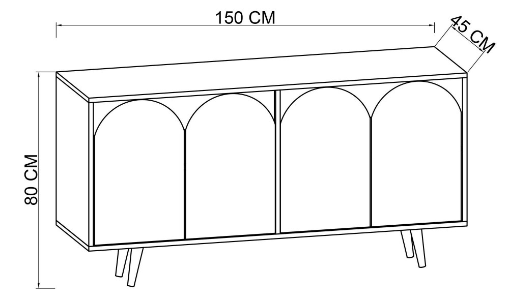 Consola, Venezia 150 - Sapphire Oak, White v2, 150 x 80 x 45 cm