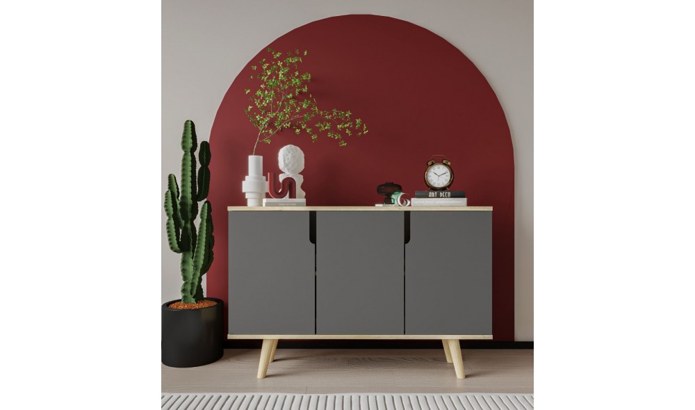 Consola, Verona 120 - Sapphire Oak, Anthracite, 120 x 80 x 30 cm