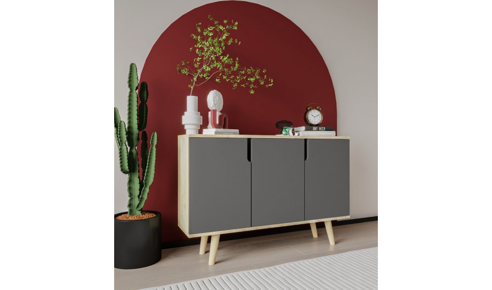 Consola, Verona 120 - Sapphire Oak, Anthracite, 120 x 80 x 30 cm