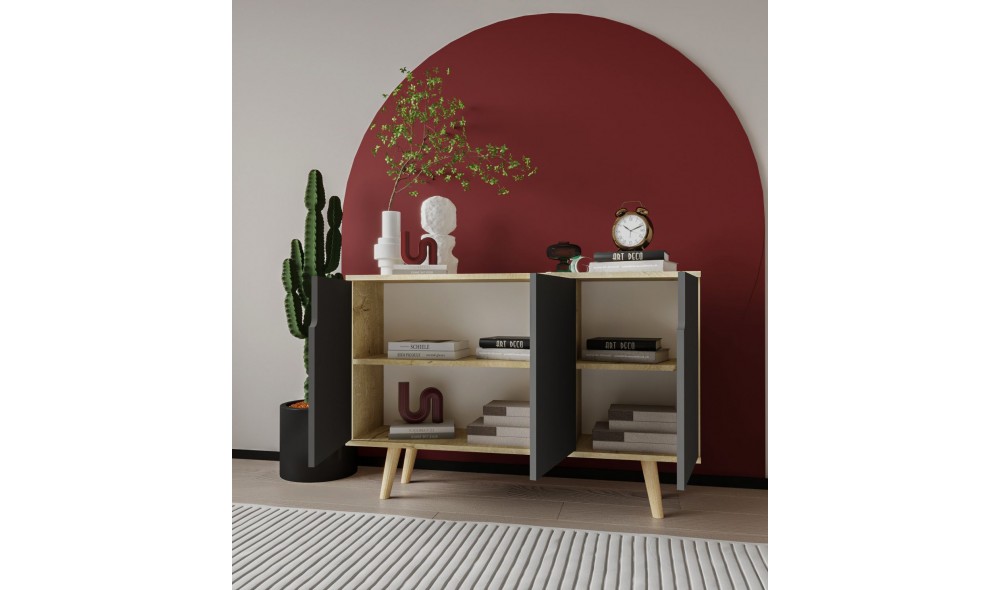 Consola, Verona 120 - Sapphire Oak, Anthracite, 120 x 80 x 30 cm