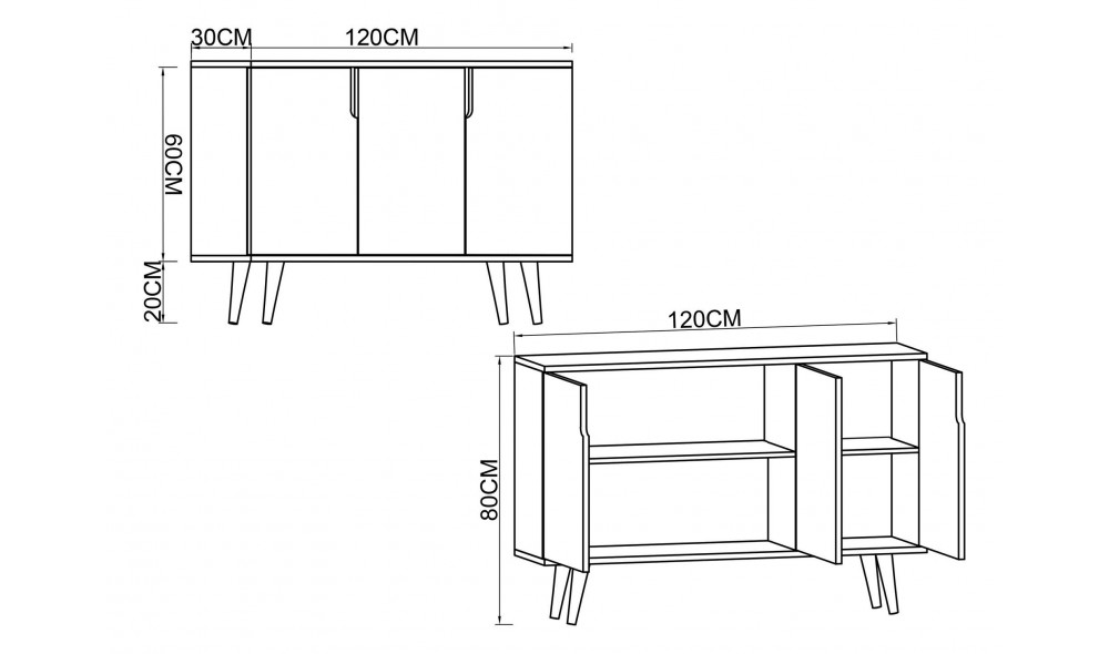 Consola, Verona 120 - White, 120 x 80 x 30 cm
