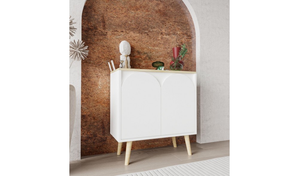 Consola, Venezia 75 - Sapphire Oak, White, 76 x 80 x 30 cm