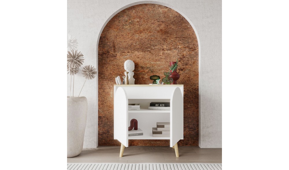 Consola, Venezia 75 - Sapphire Oak, White, 76 x 80 x 30 cm