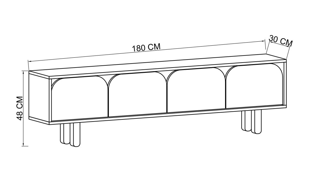 Comoda TV, Lazio - Sapphire Oak, 180 x 48 x 29,8 cm