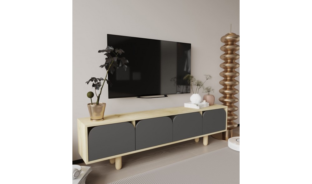 Comoda TV, Lazio - Sapphire Oak, Anthracite, 180 x 48 x 29,8 cm