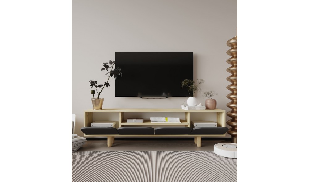 Comoda TV, Lazio - Sapphire Oak, Anthracite, 180 x 48 x 29,8 cm