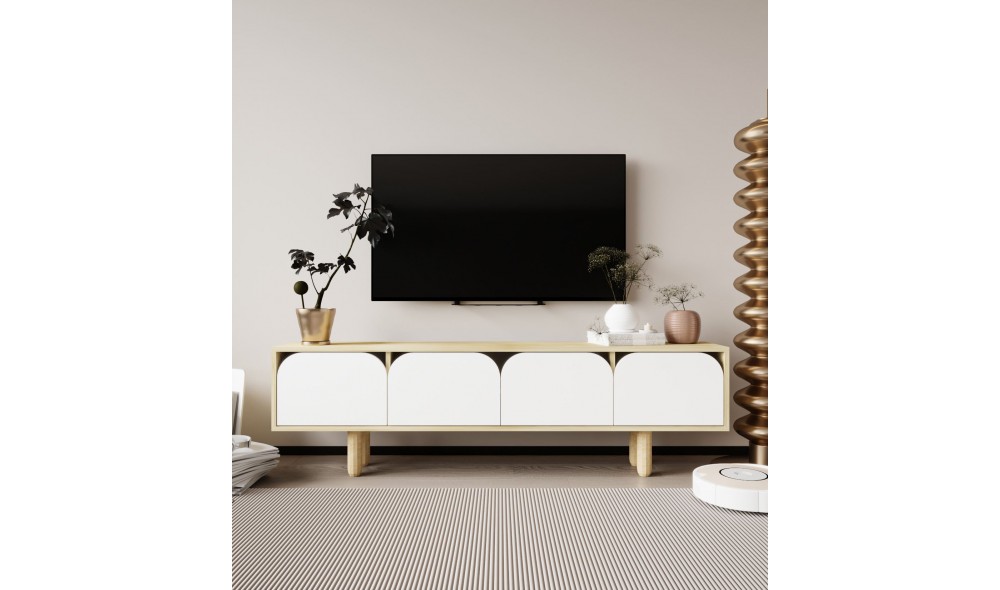 Comoda TV, Lazio - Sapphire Oak, White, 180 x 48 x 29,8 cm