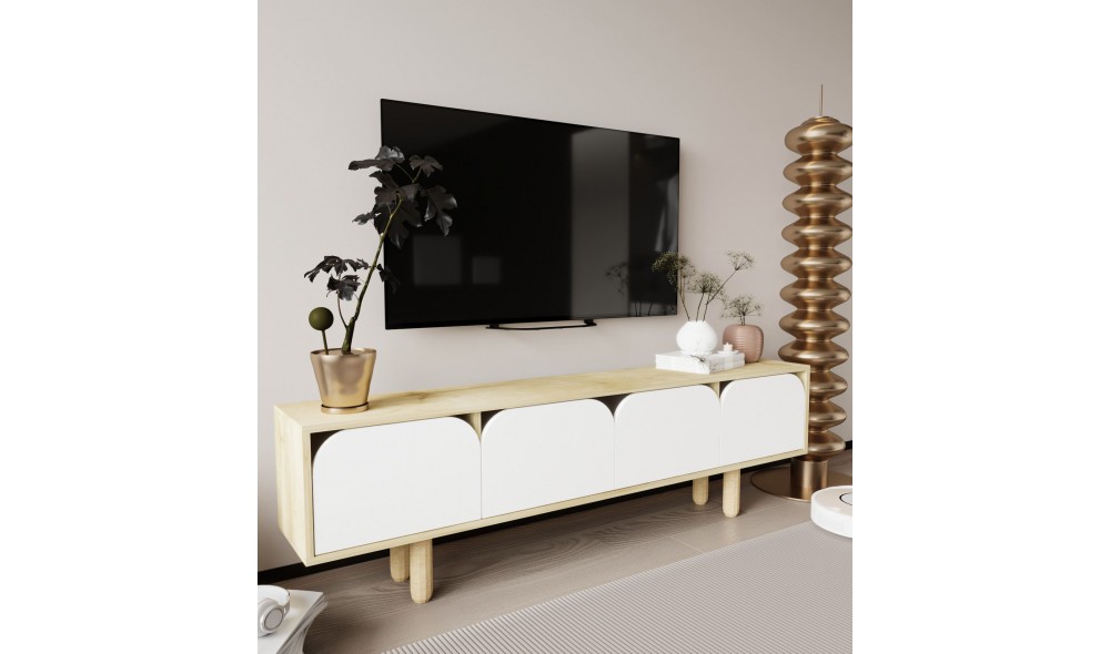 Comoda TV, Lazio - Sapphire Oak, White, 180 x 48 x 29,8 cm