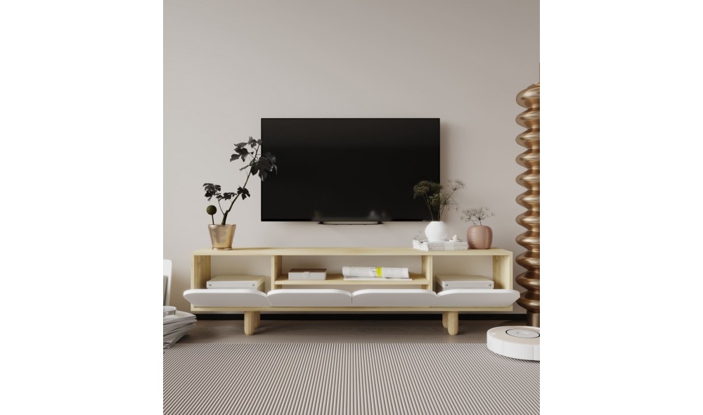 Comoda TV, Lazio - Sapphire Oak, White, 180 x 48 x 29,8 cm