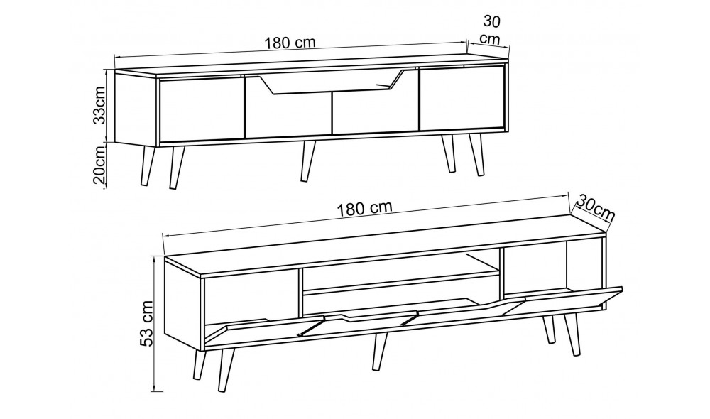Comoda TV, Roma 180 - Walnut, 180 x 48 x 29,8 cm