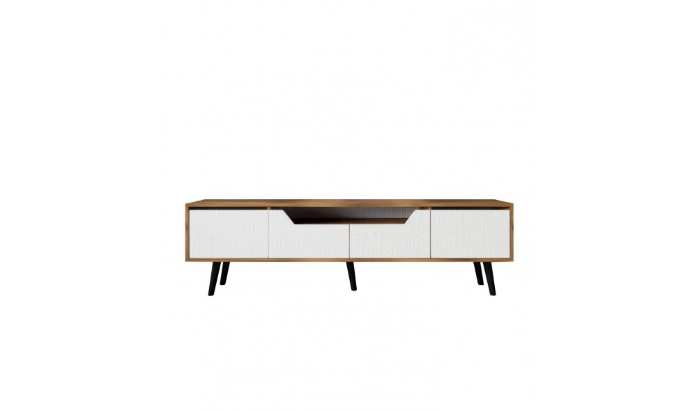 Comoda TV, Roma 180 - Walnut, White, 180 x 48 x 29,8 cm