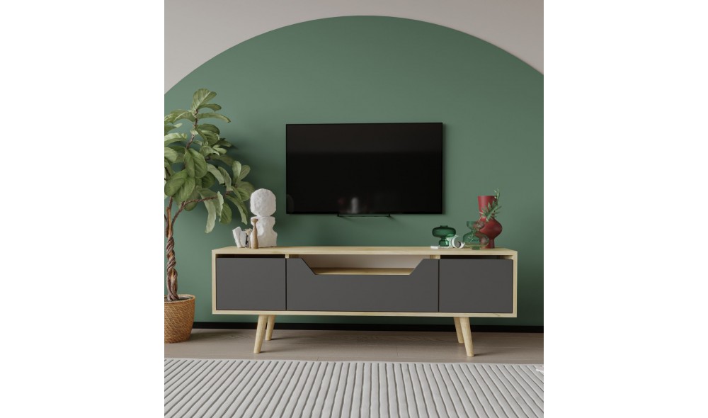 Comoda TV, Roma 150 - Sapphire Oak, Anthracite, 150 x 53 x 29,8 cm