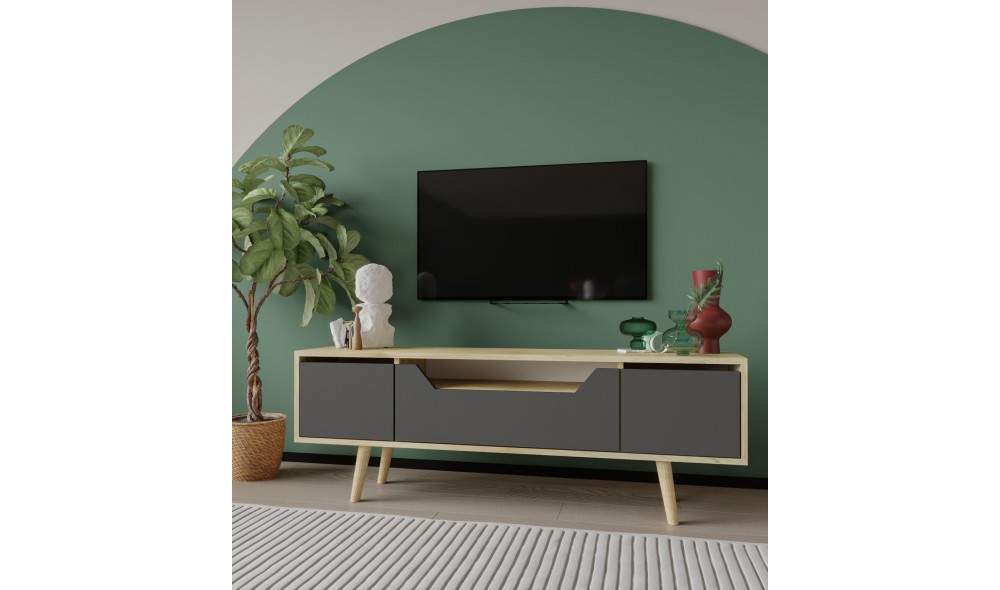 Comoda TV, Roma 150 - Sapphire Oak, Anthracite, 150 x 53 x 29,8 cm