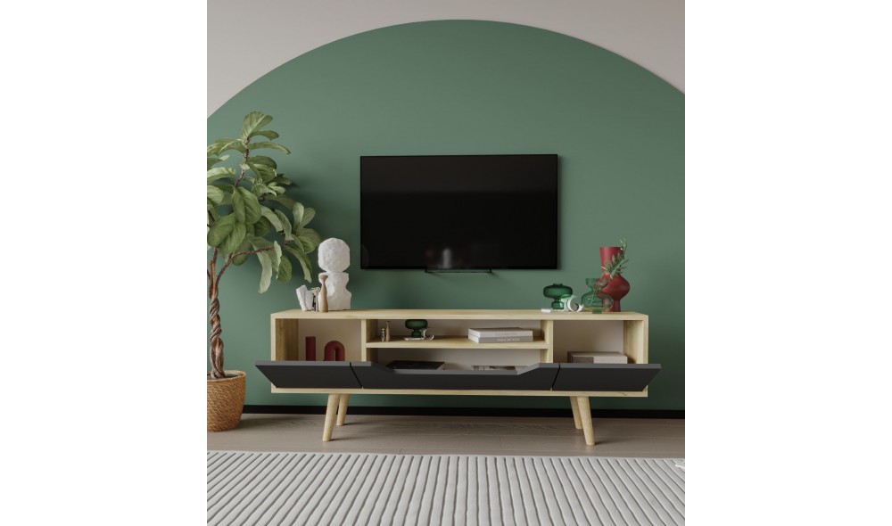 Comoda TV, Roma 150 - Sapphire Oak, Anthracite, 150 x 53 x 29,8 cm