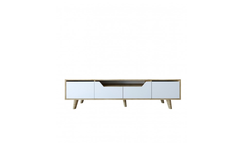 Comoda TV, Roma 180 - Sapphire Oak, White, 180 x 48 x 29,8 cm