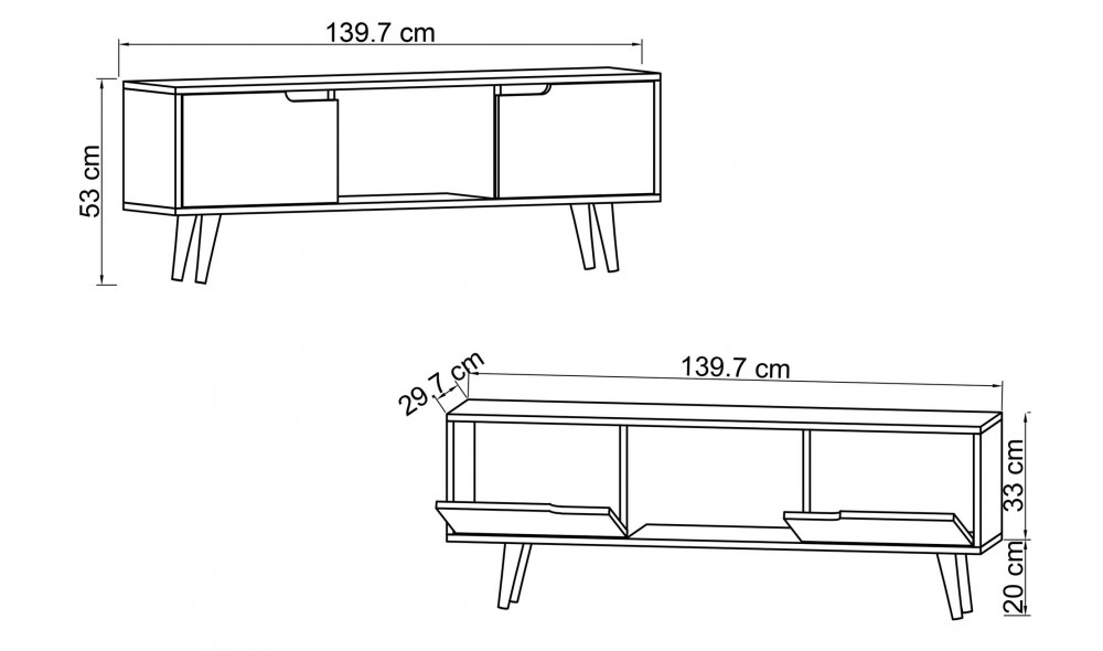 Comoda TV, Siena - Sapphire Oak, 139,7 x 53 x 53 cm