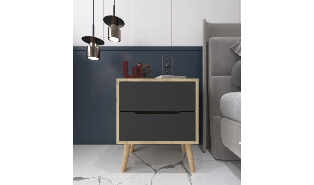 Noptiera, Flora - Sapphire Oak, Anthracite, 50 x 60 x 44 cm