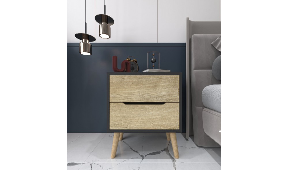 Noptiera, Flora - Anthracite, Sapphire Oak, 50 x 60 x 44 cm