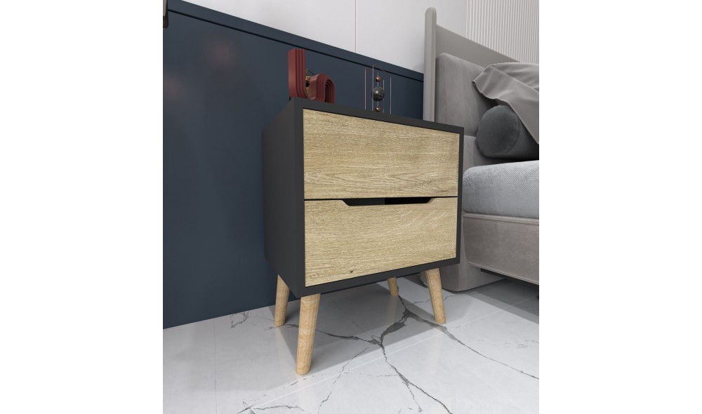 Noptiera, Flora - Anthracite, Sapphire Oak, 50 x 60 x 44 cm