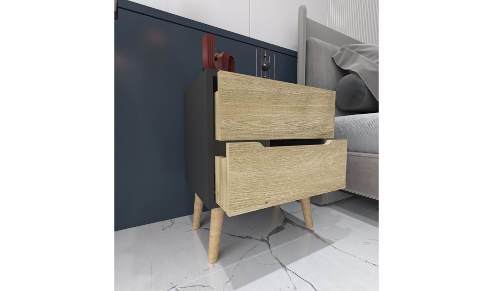 Noptiera, Flora - Anthracite, Sapphire Oak, 50 x 60 x 44 cm