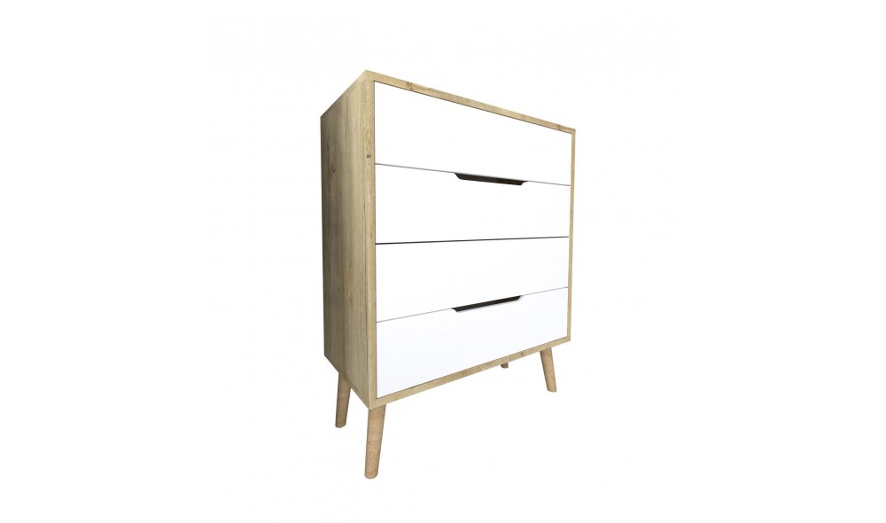 Comoda, Flora - Sapphire Oak, White, 78 x 95 x 45 cm