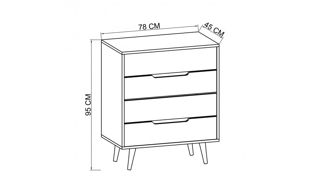 Comoda, Flora - Sapphire Oak, White, 78 x 95 x 45 cm
