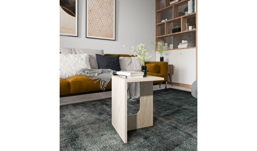 Masuta laterala, Terni - Travertine, 35  Height: 47 x 47 x 35 cm