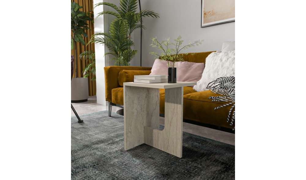 Masuta laterala, Terni - Travertine, 35  Height: 47 x 47 x 35 cm