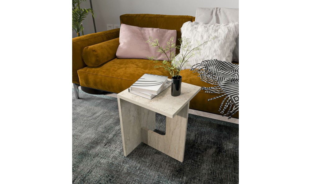 Masuta laterala, Terni - Travertine, 35  Height: 47 x 47 x 35 cm