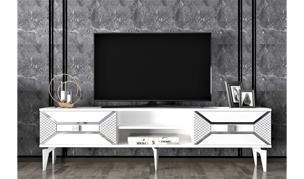 Suport TV, Yumedi, AlbArgint, 150 x 50 x 30 cm