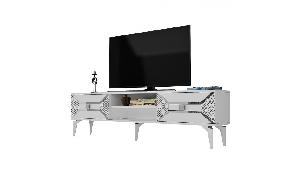 Suport TV, Yumedi, AlbArgint, 150 x 50 x 30 cm