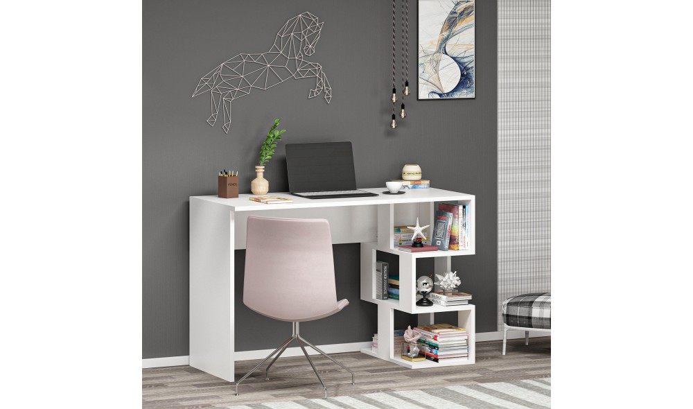 Birou de studiu, Dardanos, Alb, 110 x 74 x 50 cm