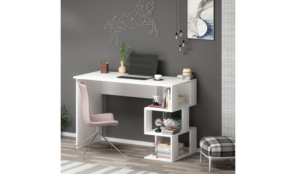 Birou de studiu, Dardanos, Alb, 110 x 74 x 50 cm