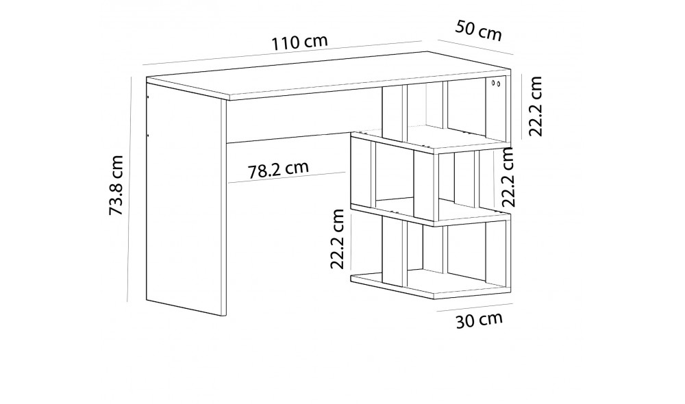 Birou de studiu, Dardanos, Alb, 110 x 74 x 50 cm