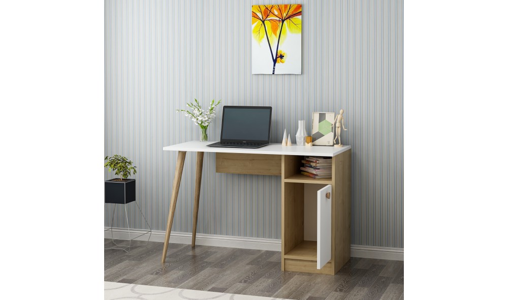 Birou de studiu, Cannas, AlbStejar safir, 110 x 74 x 50 cm