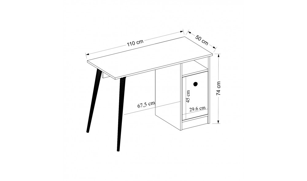 Birou de studiu, Cannas, AlbStejar safir, 110 x 74 x 50 cm
