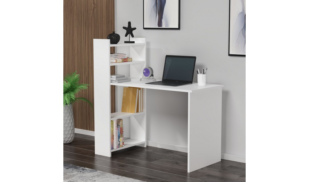Birou de studiu, Enna, Alb, 110 x 110 x 50 cm