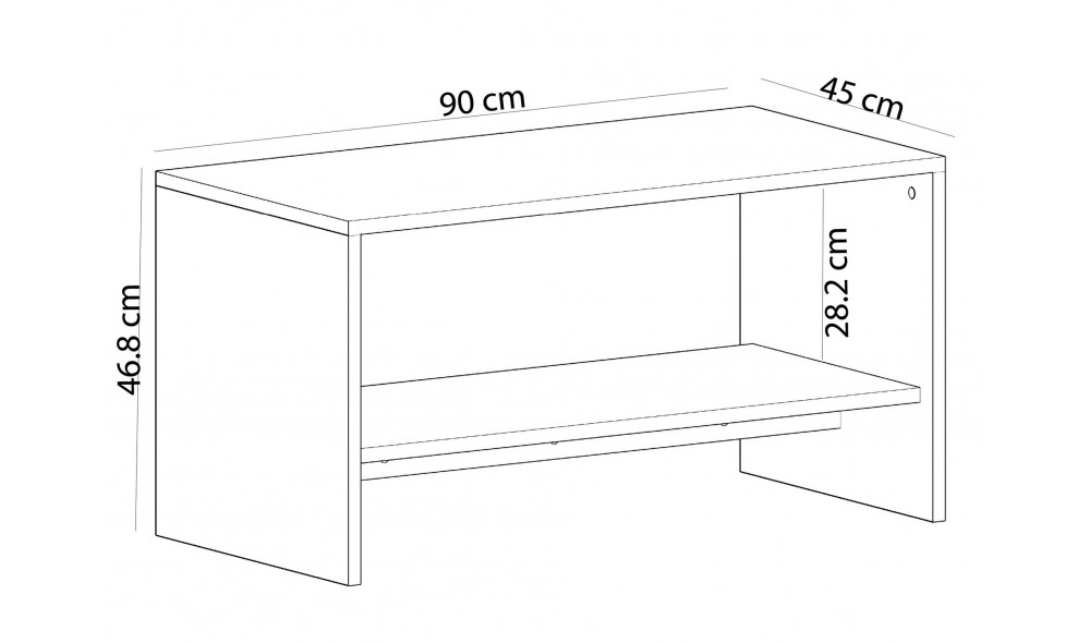 Masuta de cafea, Apollon, NegruMarmuraStejar safir, 90 x 47 x 45 cm
