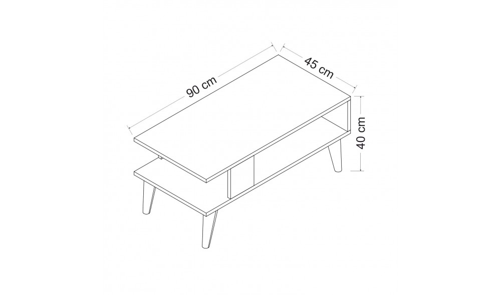 Masuta de cafea, Ayca, Alb, 90 x 40 x 45 cm